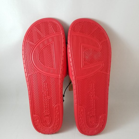 NEW Men's Sz 12 Split Script Super Slides Red - Picture 7 of 9